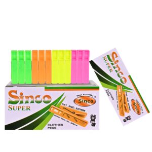 Sinco Super Cloth Clips Pegs Multicolor - Pack of 3 (36 Pieces)