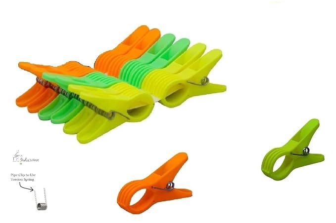 Sinco Divya Premium Jumbo Pipe Cloth Hanging Clips Pegs Large - Set of 12 Pieces